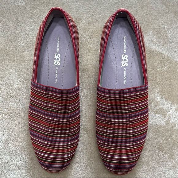 SAS Becky Slip On Wedge Multi Colored Stripe Size 8W - Picture 5 of 10